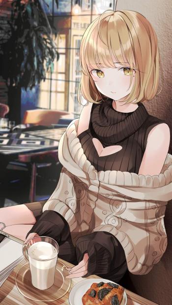 甜美马尾辫美女手机壁纸第1张