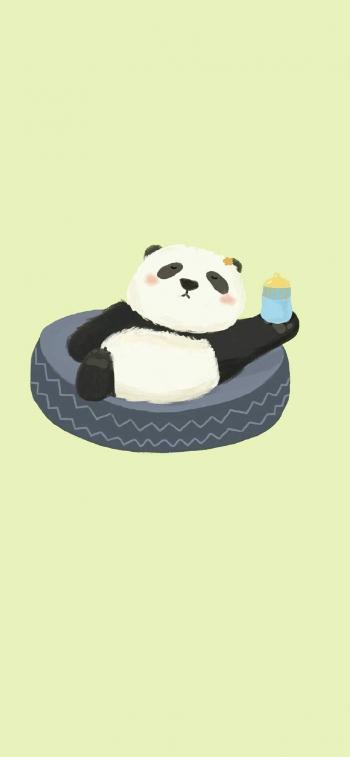 可爱国宝熊猫手绘手机壁纸第6张