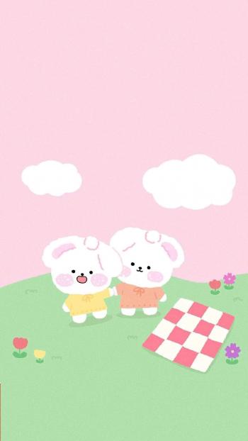 粉嫩可爱的卡通兔子手机壁纸第0张