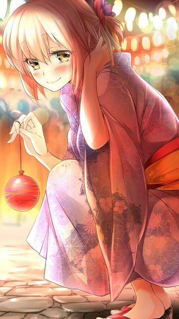 动漫和服美女手机壁纸第3张