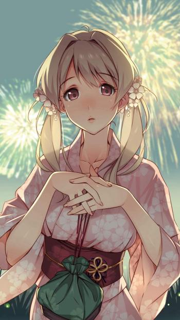 动漫和服美女手机壁纸第5张
