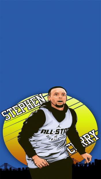 NBA巨星库里创意手绘高清手机壁纸第1张