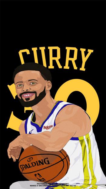 NBA巨星库里创意手绘高清手机壁纸第2张
