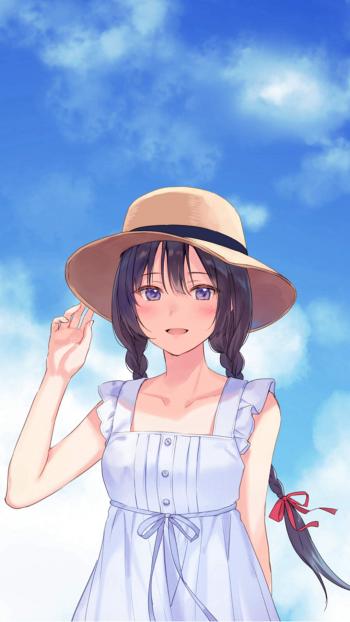 甜美马尾辫美女手机壁纸第1张