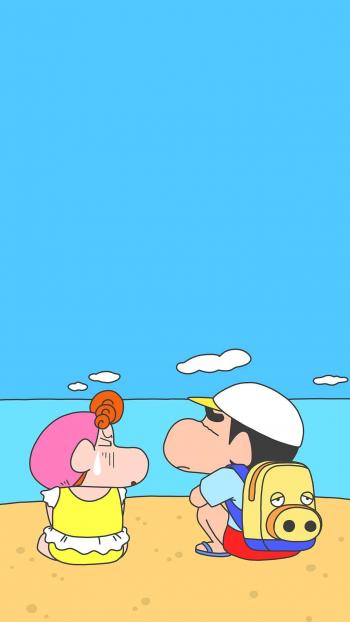 蜡笔小新蓝色主题手绘卡通壁纸第1张