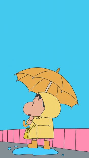 蜡笔小新蓝色主题手绘卡通壁纸第5张