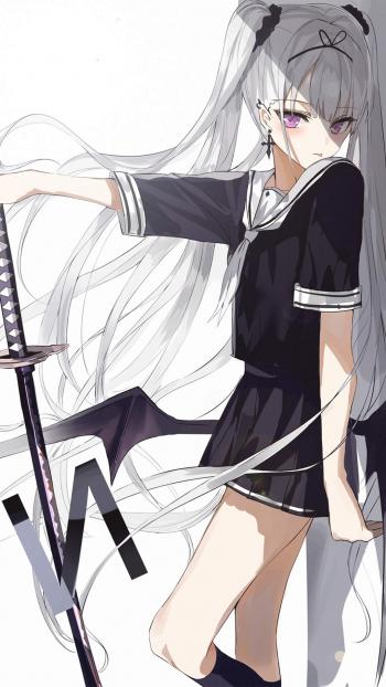 二次元性感短裙美女手机壁纸第4张