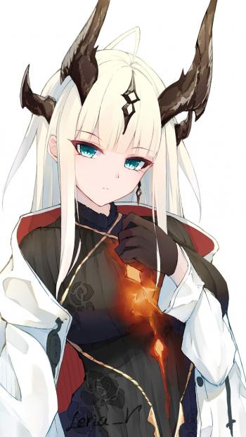 二次元白发白裙性感美女手机壁纸第0张