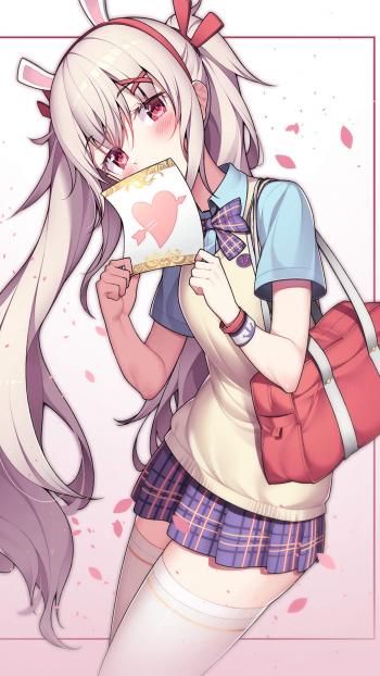 二次元白发白裙性感美女手机壁纸第5张