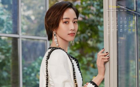 高清中国台湾影视女演员张钧甯黑白撞色高清日历壁纸第1张