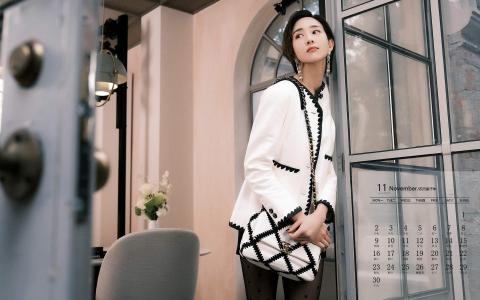 高清中国台湾影视女演员张钧甯黑白撞色高清日历壁纸第3张