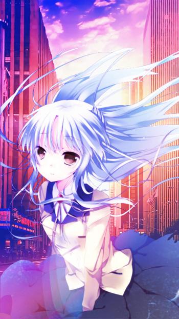二次元兽耳白发美女手机壁纸第2张