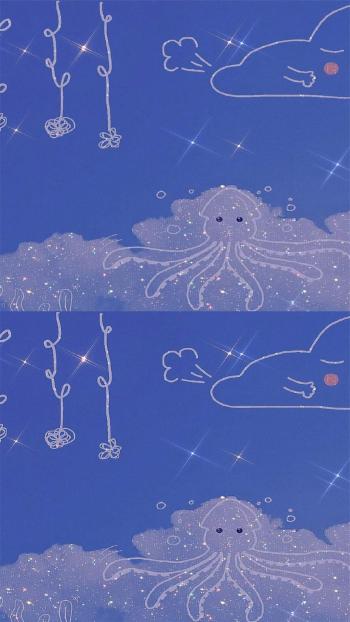可爱云朵手绘插画高清手机壁纸第3张
