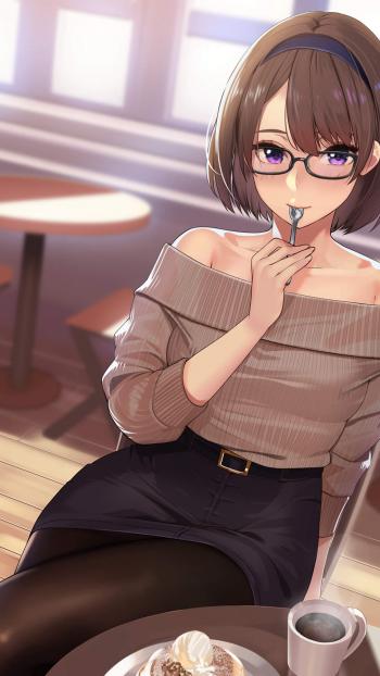 二次元黑丝美腿美女手机壁纸第1张