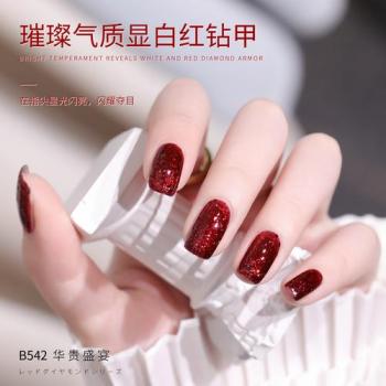 过年红色美甲款式 美甲最新款图片大全红色第4张