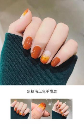 南瓜色美甲图片南瓜橘色美甲第1张