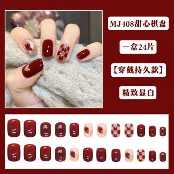 红色棋盘格美甲 棋盘格美甲第6张