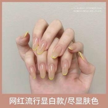 黄色美甲 白色美甲图片款式第5张