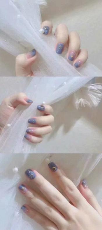 蓝美甲图片 _ 第(9)张