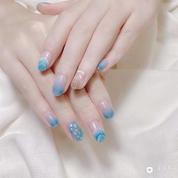 蓝色美甲图片 蓝色系美甲图第6张