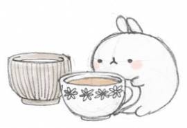十二生肖兔图片  兔子茶韩国可爱简笔插画图片