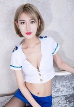 蓝色高跟超短空姐制服美女舒欣然Shirley黑丝美腿写真