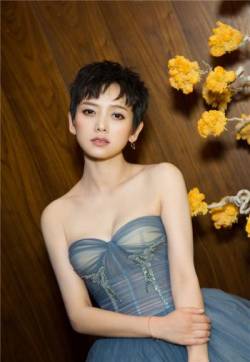 中国内地女演员李晓峰短发抹胸长裙活动写真图片