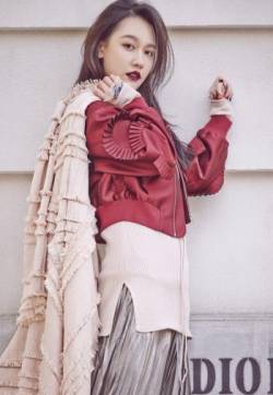 内地重庆渝中女演员孙骁骁复古红唇时尚街拍高清图片