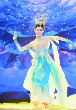 中国内地演员哈妮克孜央视元旦晚会舞台照图片