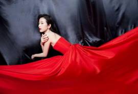 高清中国内地安徽女演员周雨彤红礼服诱人的性感写真