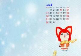 高清2022年4月日历电脑壁纸之可爱的阿狸