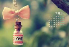 2014年7月日历桌面壁纸可爱唯美蝴蝶结治愈系小清新图片
