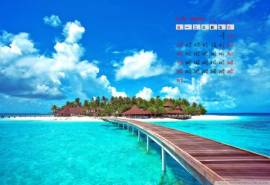 2014年8月日历壁纸蓝天白云大海唯美图片(二)