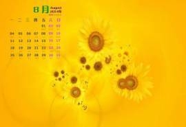 2014年8月日历植物向日葵特写高清电脑桌面壁纸(一)