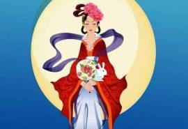 中国传统中秋节手绘嫦娥中国风桌面壁纸高清（1）