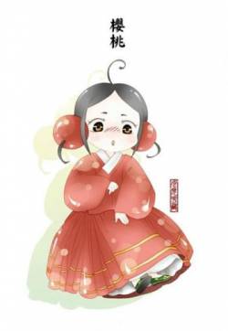 热门水墨画穿上汉服的水果娃娃高清手机壁纸下载