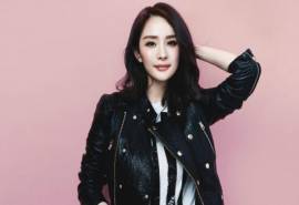 女神杨幂短发皮衣图片写真电脑壁纸下载