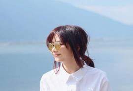 中国内地四川泸州影视女演员谭松韵清新白衬衫写真图片桌面壁纸