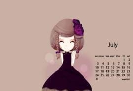 2016年7月日历花花公主精美设计桌面壁纸下载 第二辑