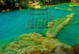 2016年12月日历琅勃拉邦光西瀑布清新护眼高清壁纸下载