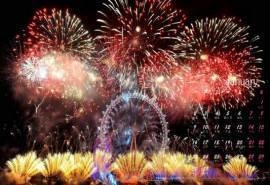 2017年1月元旦文字烟花高清桌面日历壁纸