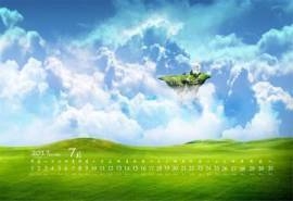 2017年7月蔚蓝的天空高清桌面日历壁纸