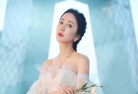 娄艺潇抹胸纱裙性感图片桌面壁纸