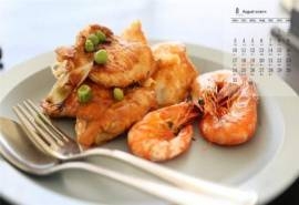 2020年8月美食大虾唯美高清日历壁纸