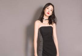 山东省青岛女演员宋茜抹胸裙性感写真桌面壁纸