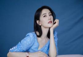 高清中国内地影视北京女演员高圆圆蓝色长裙优雅写真桌面壁纸