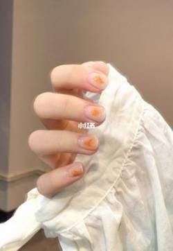 南瓜色美甲图片南瓜橘色美甲
