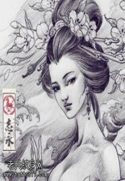 最流行新款手稿素描古代美女纹身图案